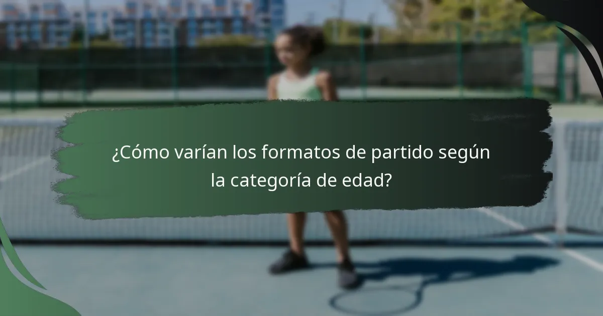¿Qué categorías de edad se definen para las competiciones de tenis juvenil?
