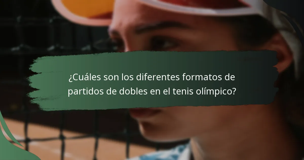¿Cómo se comparan los formatos de dobles olímpicos con otros torneos internacionales?
